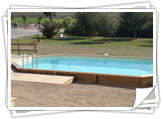 Piscine 4,6x8,10m Prof 1,43m Semi enterrée + 2 terrasses bois suspendues de 78m² - Lagarde 57 